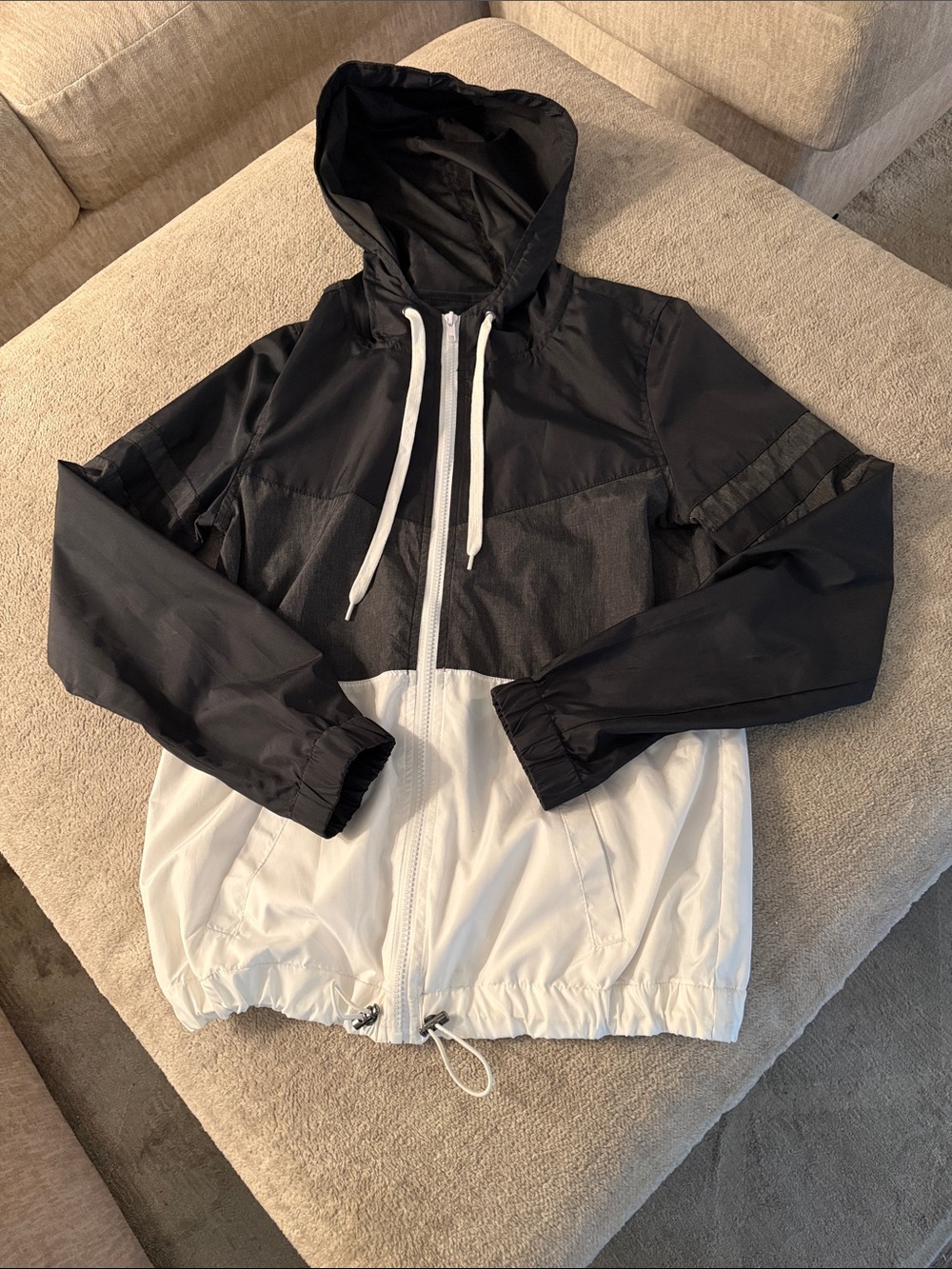 Zine Clothing Black and White Colorblock Windbreaker Jacket